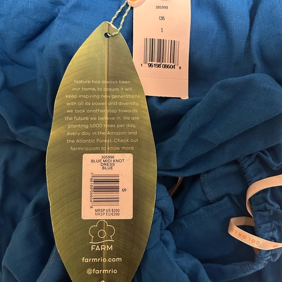 NWT Saks 5th Ave Farm Rio Knotted Cut-Out Linen-Blend Midi-Dress, small - Picture 3 of 6